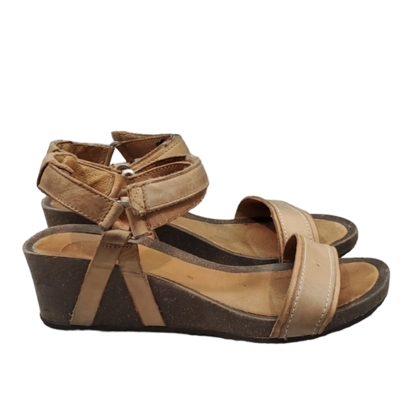 Teva Women Comfort Ankle Leather Hook&loop Strap Sandals Wedge shoes sz 8.5 - Picture 1 of 12